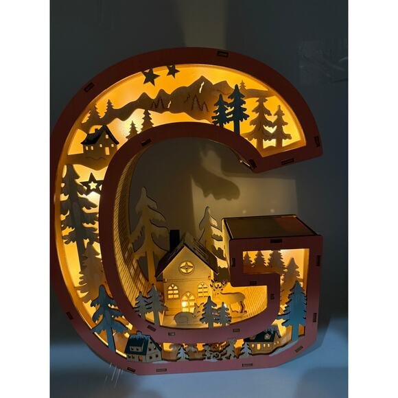 Anthropologie Wonderland Scene Monogram Initial Letter G Christmas Holiday light - Picture 8 of 8